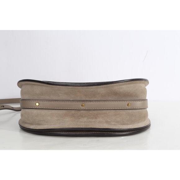 Chloe Nile Medium Bracelet Bag Motty Gray Calf Leather Logo Shoulder Crossbody - Picture 9 of 16